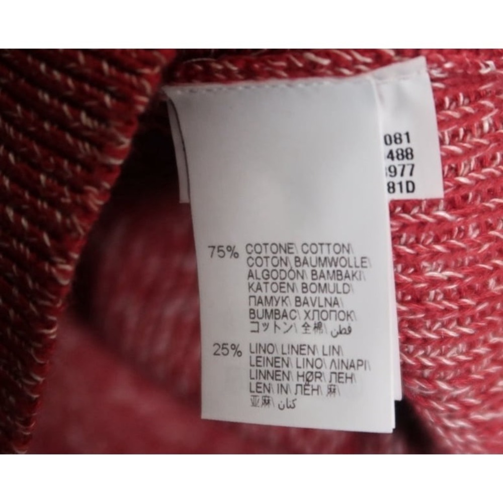 Brunello Cucinelli Ribbed Sweater Mens 50 Cotton Linen Crewneck Red Italy NWT - Picture 10 of 12
